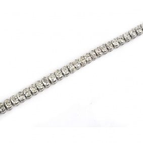 18k White Gold Oval Cut Diamond Line Bracelet 8.20ct